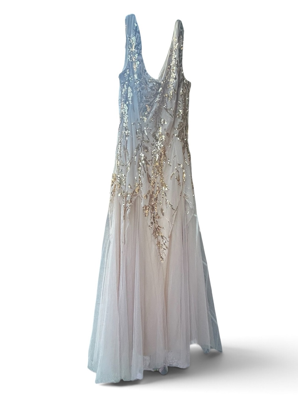 Ever Pretty Rose Gold Sequin Beaded Tulle Formal Gown Maxi Dress US 16 0XL - Picture 9 of 11